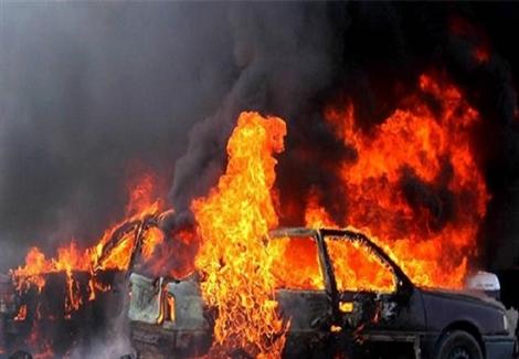حريق بسيارة غزة