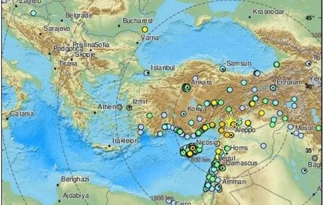 زلزال يضرب الاراضي الفلسطينية والمناطق المجاورة